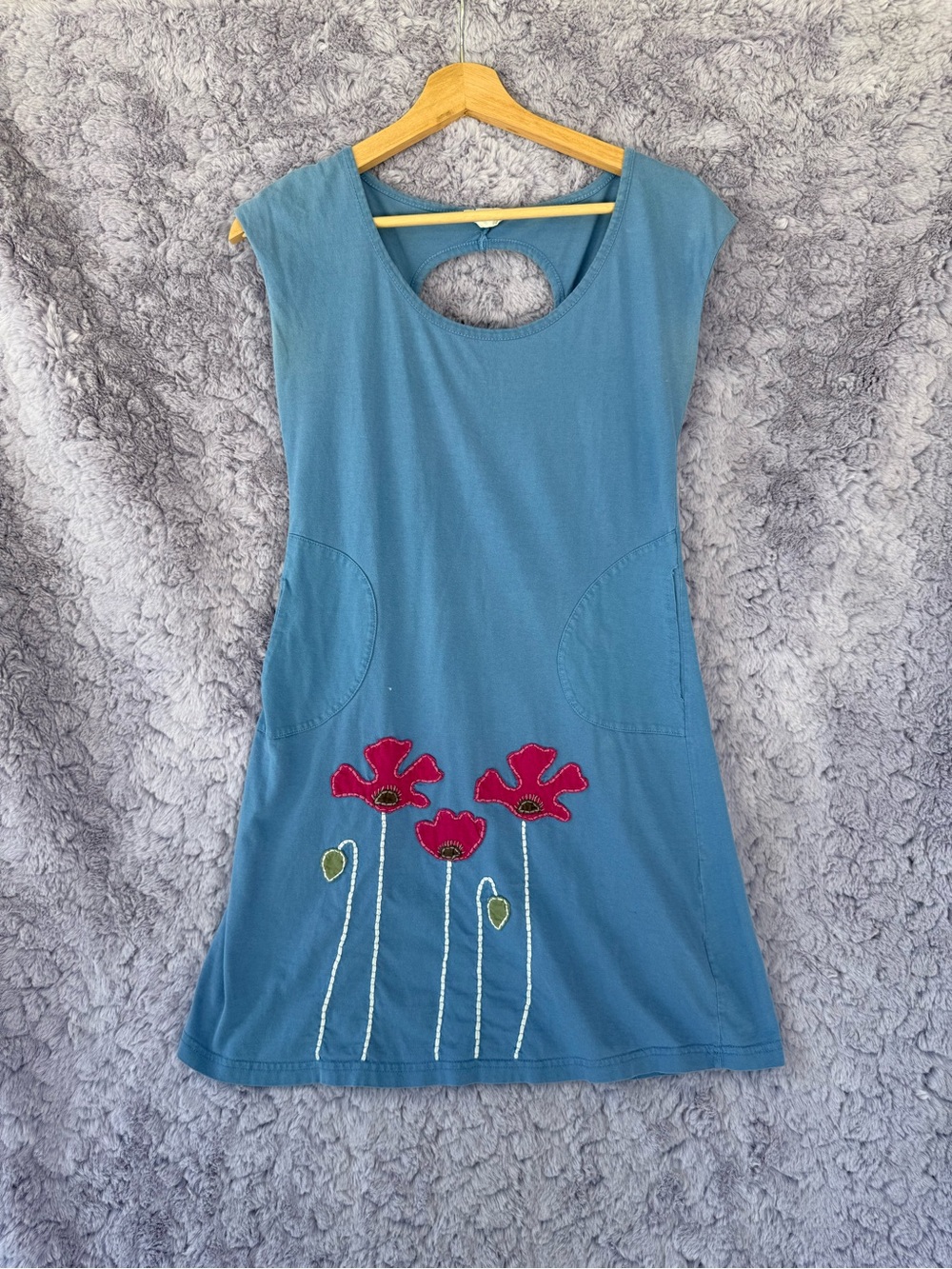 Synergy | Blue Mini-dress with Poppie Appliqué | S